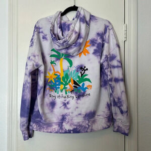 A-Lab Hippie Purple Tie Dye Ray of Fucking Sunshine Hoodie Sweatshirt Size Small